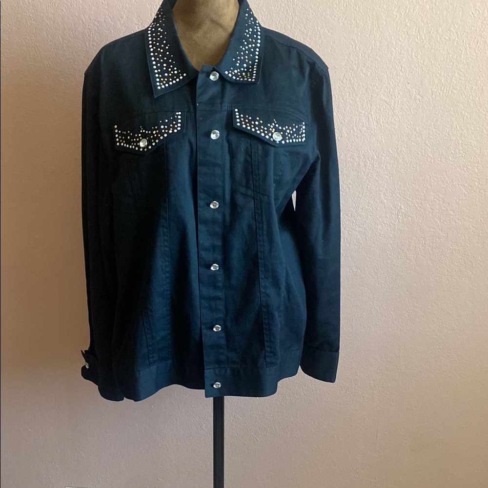 LH SPORT Studded Black Denim Jacket